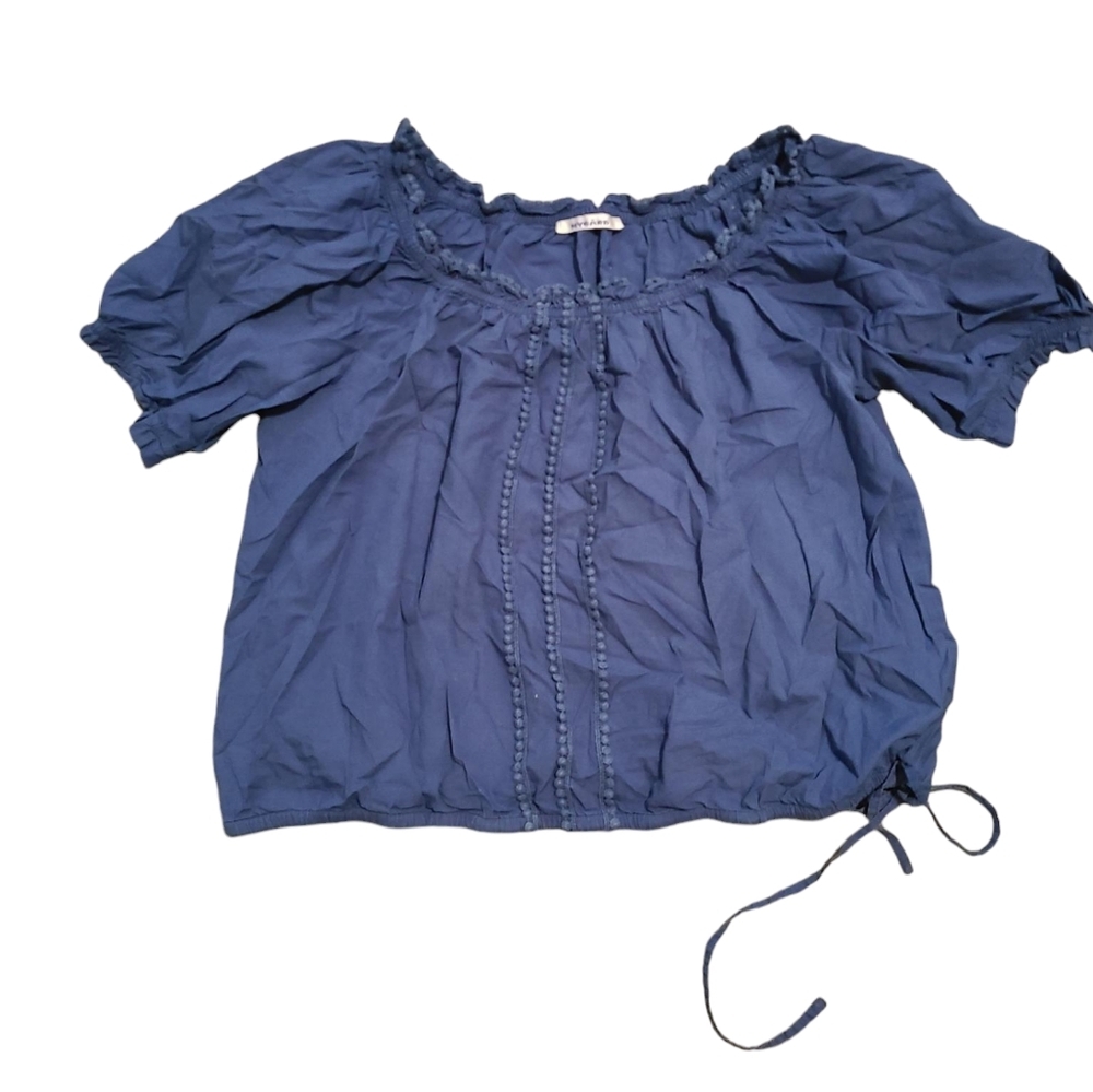 NYGARD blue peasant top waist tie L - Picture 4 of 5